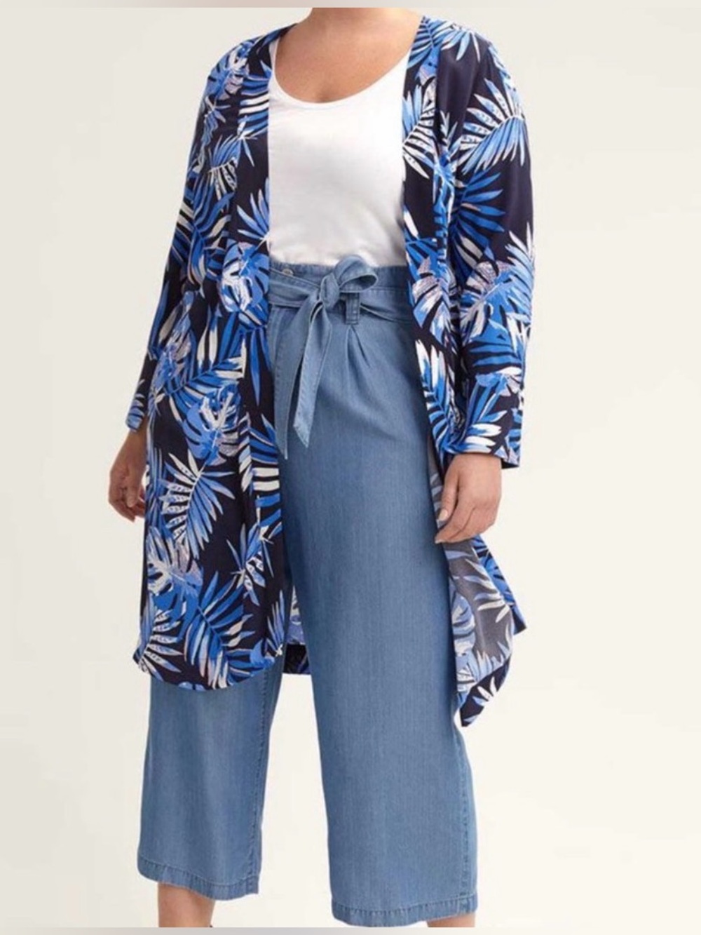 Love & Legend Tropical Print Open-Front Kimono Duster Cover-Up Sz 0X (14-16)